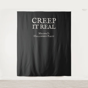 Creep it Real Halloween Feest Zwart Wandkleed