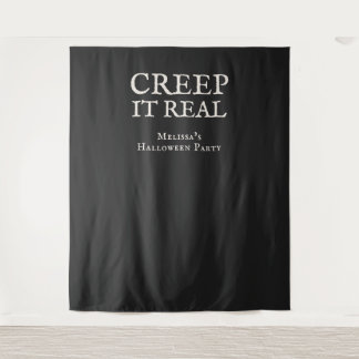 Creep it Real Halloween Feest Zwart Wandkleed