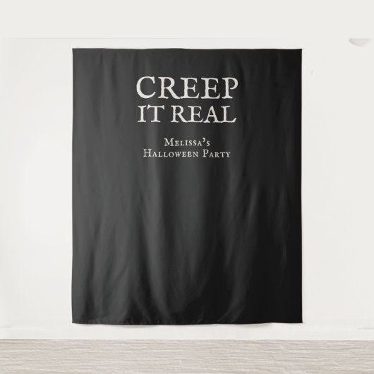 Creep it Real Halloween Feest Zwart Wandkleed (Voorkant)