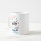 Creep It Real" Halloween Mug – Cute Ghost with Sun Koffiemok (Voorkant links)