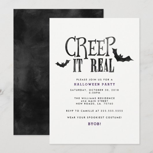Creep it Real Halloween Party Kaart (Voorkant / Achterkant)