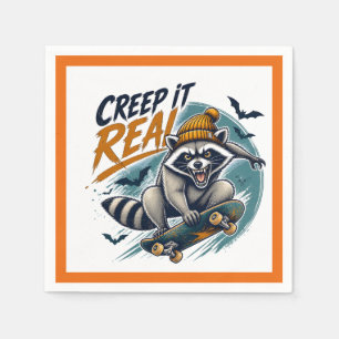 Creep It Real Halloween Wasbeer Skateboard Kunst Servet
