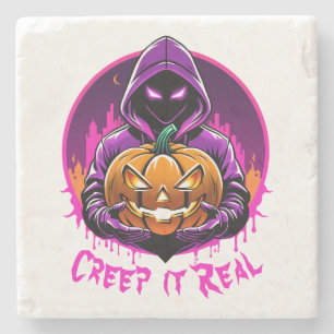 Creep it Real, Horror Halloween illustratie Stenen Onderzetter
