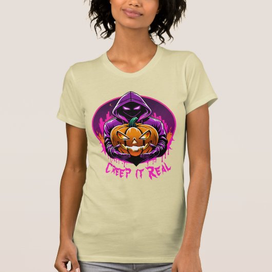 Creep it Real, Horror Halloween illustratie T-shirt (Voorkant)