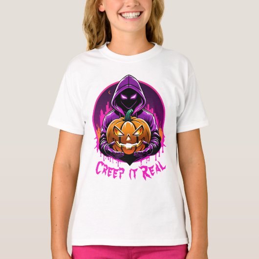 Creep it Real, Horror Halloween illustratie T-shirt (Voorkant)