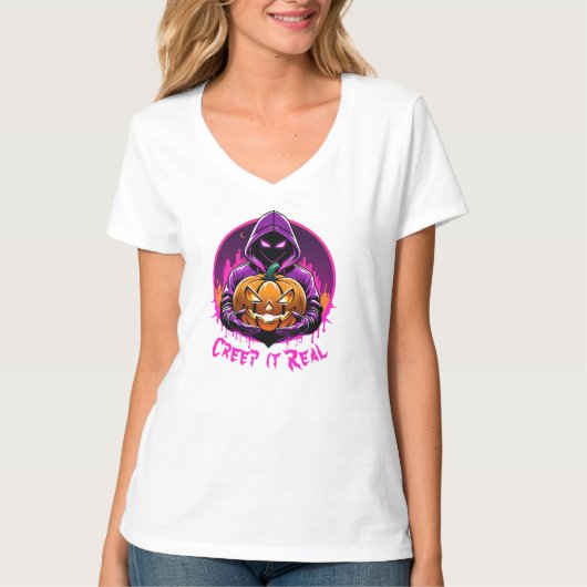 Creep it Real, Horror Halloween illustratie T-shirt (Voorkant)