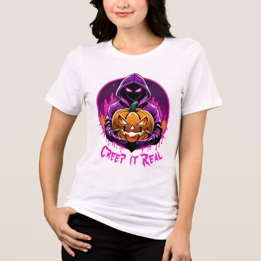 Creep it Real, Horror Halloween illustratie Tri-Blend Shirt (Voorkant)