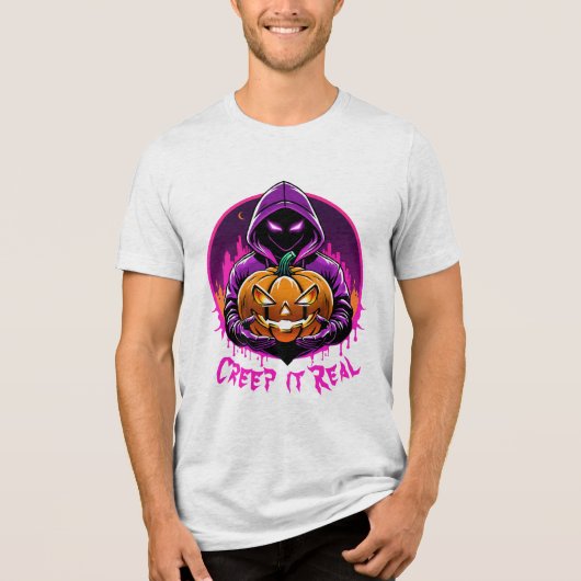 Creep it Real, Horror Halloween illustratie Tri-Blend Shirt (Voorkant)