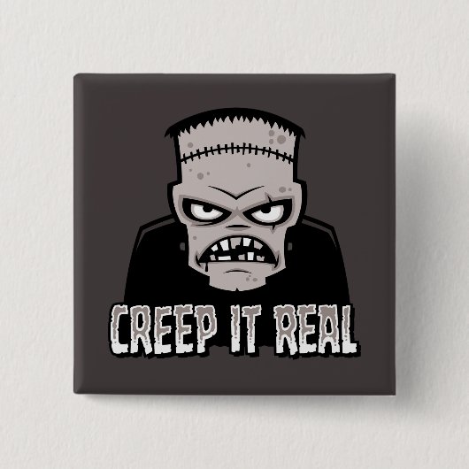 Creep It Real Klassiek Horror Frankenstein Design Vierkante Button 5,1 Cm (Voorkant)