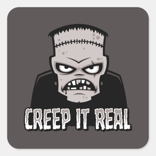 Creep It Real Klassiek Horror Frankenstein Design Vierkante Sticker (Voorkant)