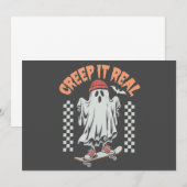 Creep It Real Retro Halloween Schaats Ghost Kaart (Voorkant / Achterkant)