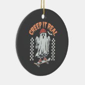 Creep It Real Retro Halloween Schaats Ghost Keramisch Ornament (Rechts)