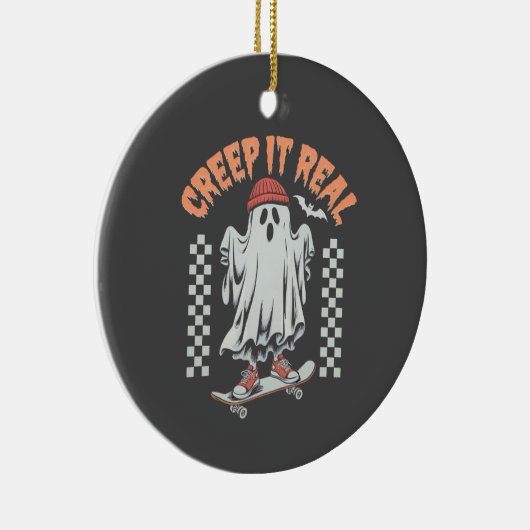 Creep It Real Retro Halloween Schaats Ghost Keramisch Ornament (Rechts)