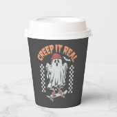 Creep It Real Retro Halloween Schaats Ghost Papieren Bekers (Voorkant)