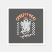 Creep It Real Retro Halloween Schaats Ghost Servet (Voorkant)