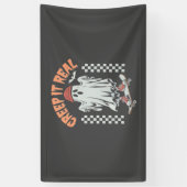 Creep It Real Retro Halloween Schaats Ghost Spandoek (Verticaal)