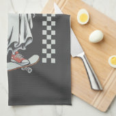 Creep It Real Retro Halloween Schaats Ghost Theedoek (Quarter Fold)