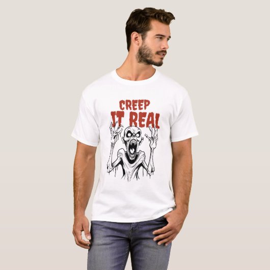 CREEP IT REAL: Retro Horror Esthetische Halloween T-shirt (Voorkant volledig)