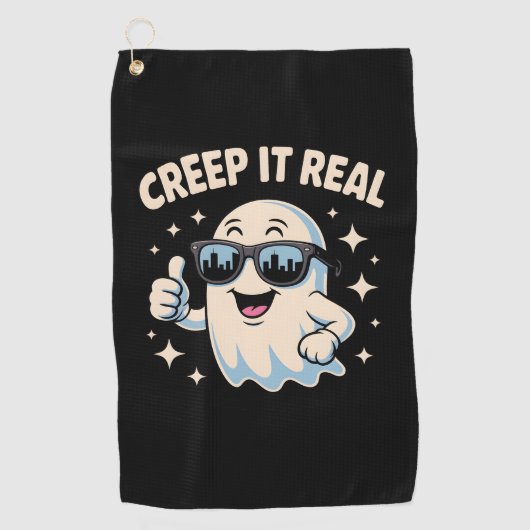 Creep It Real, Schattigee Halloween-geest Golfhanddoek (Voorkant)