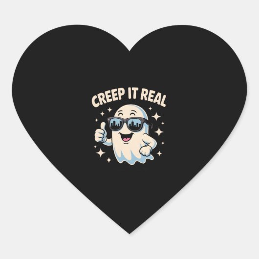 Creep It Real, Schattigee Halloween-geest Hart Sticker (Voorkant)