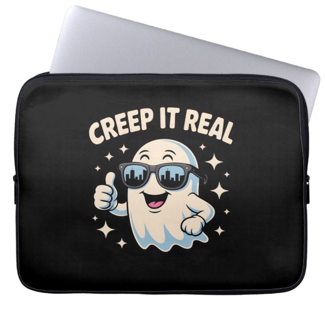 Creep It Real, Schattigee Halloween-geest Laptop Sleeve (Voorkant)