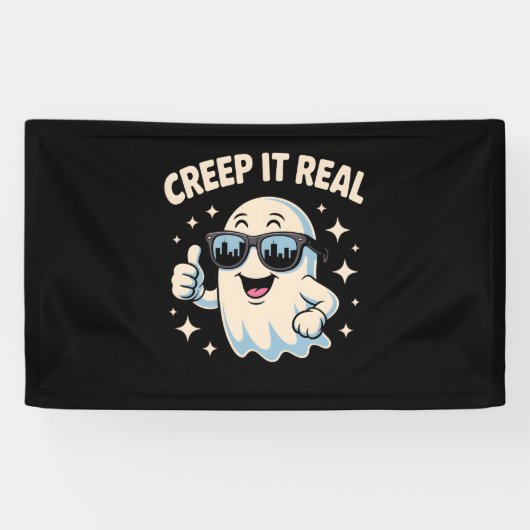 Creep It Real, Schattigee Halloween-geest Spandoek (Horizontaal)
