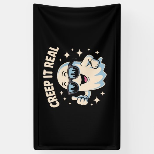 Creep It Real, Schattigee Halloween-geest Spandoek (Verticaal)