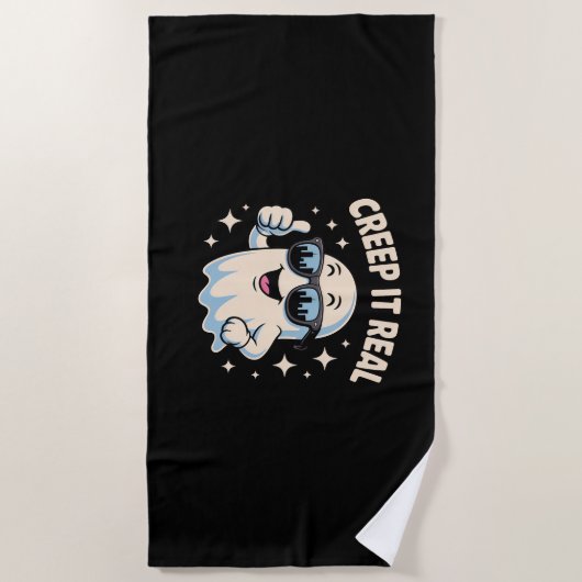 Creep It Real, Schattigee Halloween-geest Strandlaken (Voorkant)