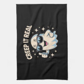 Creep It Real, Schattigee Halloween-geest Theedoek (Verticaal)