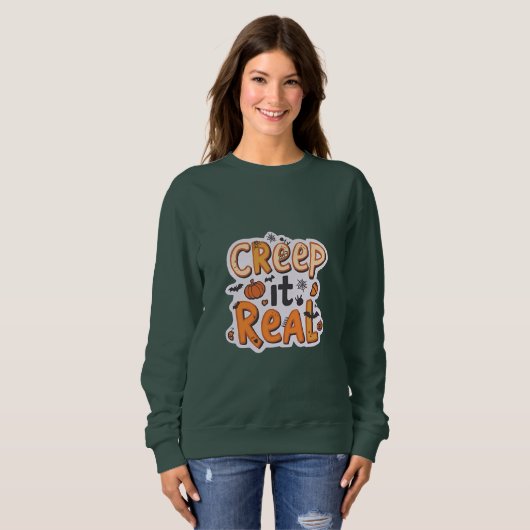 Creep It Real - Schattigee Spooky Halloween Typogr Trui (Voorkant volledig)