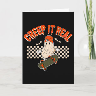 Creep It Real Skateboarding Ghost Ts Retro Hallowe Kaart