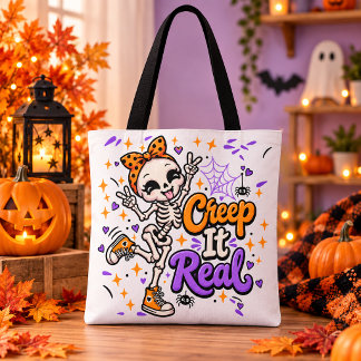 Creep It Real Skelet Halloween Boodschappentas Tote Bag