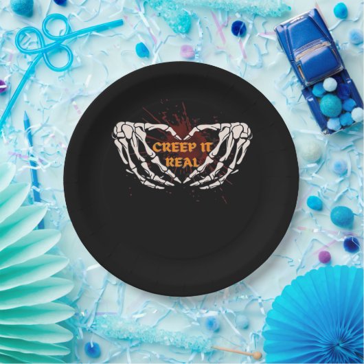 Creep It Real, Skeleton Handen Toon Hart Papieren Bordje (Feest)