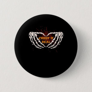Creep It Real, Skeleton Handen Toon Hart Ronde Button 5,7 Cm