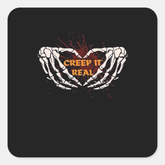 Creep It Real, Skeleton Handen Toon Hart Vierkante Sticker (Voorkant)