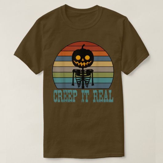 Creep it Real Skeleton Pumpkin , Spooky Hal T-shirt (Design voorkant)