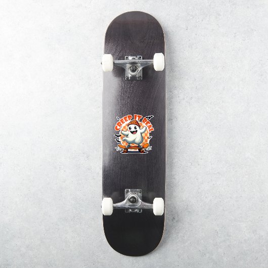 Creep it Real Spooky Halloween Ghost Skating Board Sticker (Skateboard)