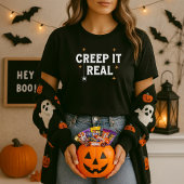 Creep It Real White Spider Pun voor Halloween T-shirt