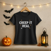 Creep It Real White Spider Pun voor Halloween T-shirt