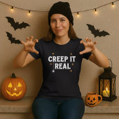 Creep It Real White Spider Pun voor Halloween T-shirt