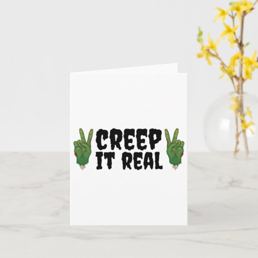 Creep It Real Zombie Hand Halloween Zombie Kaart (Gele Bloem)