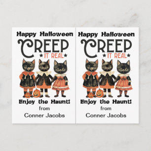 Creep It Real Zwarte Katten School Feest Halloween Briefkaart