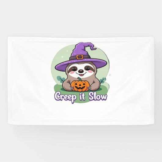 Creep It Slow - Schattige Halloween Luiaard Shirt  Spandoek (Horizontaal)