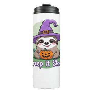 Creep It Slow - Schattige Halloween Luiaard Shirt Thermosbeker