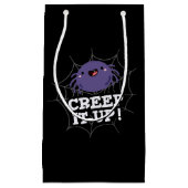 Creep It Up Funny Spider Pun Dark BG Klein Cadeauzakje (Voorkant)