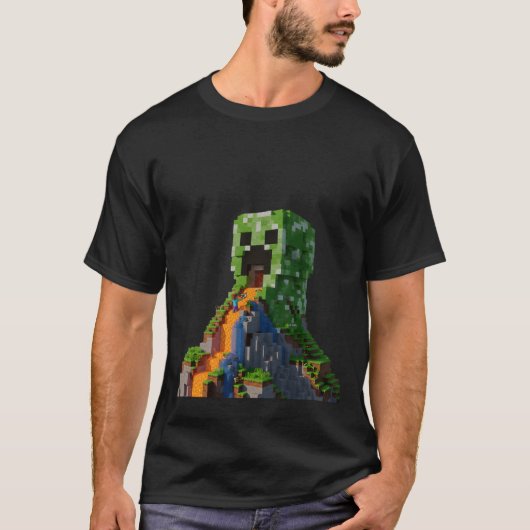 Creeper Mountain | Epic Lava Waterfall | 3D Render T-shirt (Voorkant)