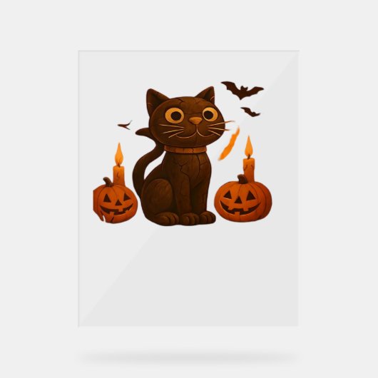 Creeper pompoen kat Halloween Gift Oversized T-Shi Acryl Bord (Voorkant)