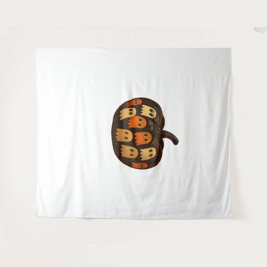 Creeper Pumpkin Ghosts Halloween Gift Classic T-SH Wandkleed (Voorkant (horizontaal))