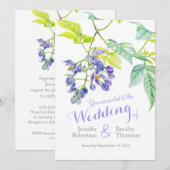 Creeper waterverf bloemen paarse bruiloft uitnodig kaart (Voorkant / Achterkant)