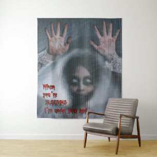 Creepie Zombie Halloween Party Achtergrond Wandkleed